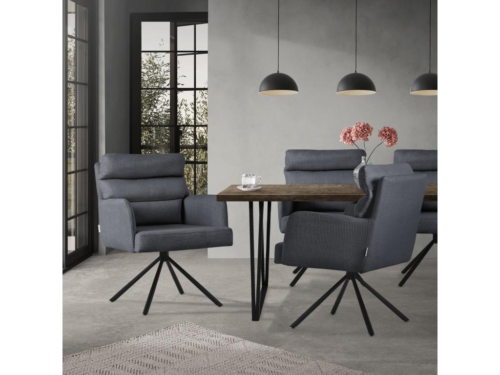 Ventoriq Swivel Dining Chair Set of 6 Pieces Anthracite Lounge Chair with Armrests and Backrest VIGN10798