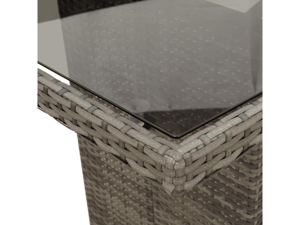 9-piece garden dining set with grey resin wicker cushions MFIC24741