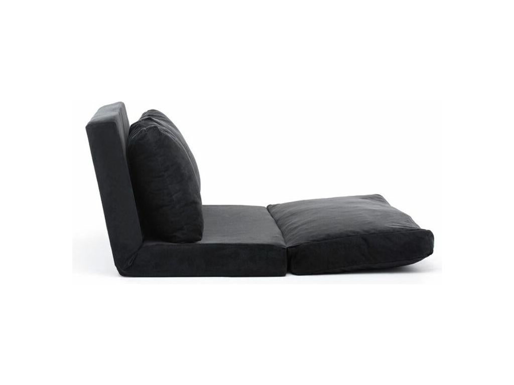 Ventoriq Multi-Position Convertible Velvet Armchair - Black - 2-Seater XWLN43599