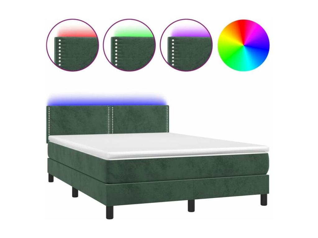 Ventoriq bed base with LED mattress, dark green, 140x200 TFTB33866