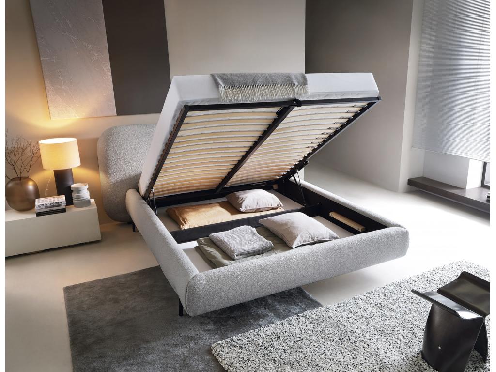 Ventoriq Storage Bed – Modern velvet upholstery and optimized storage – Light Grey – 180x200 JUAD56240