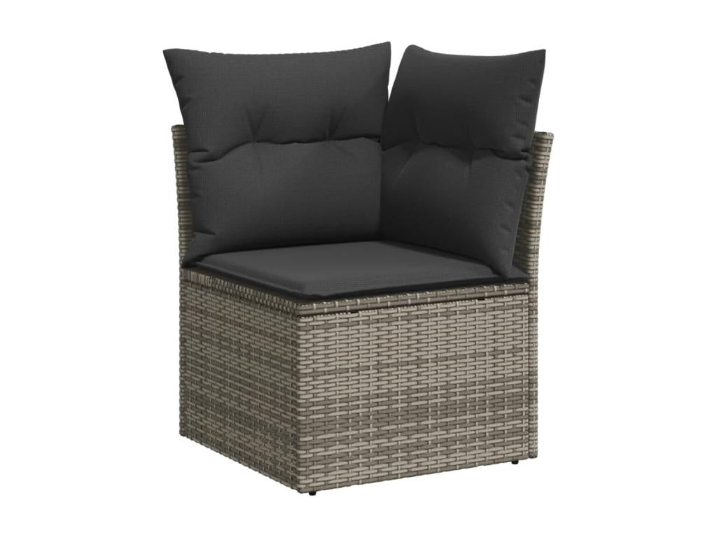 11-piece garden furniture set with grey resin wicker cushions LBFF72445