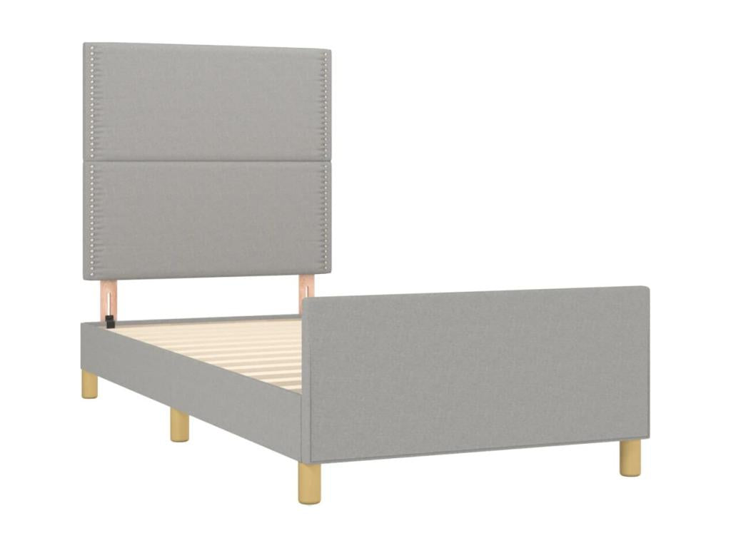 Bed frame with headboard, light grey, 80x200 cm, fabric, ZWCM43750