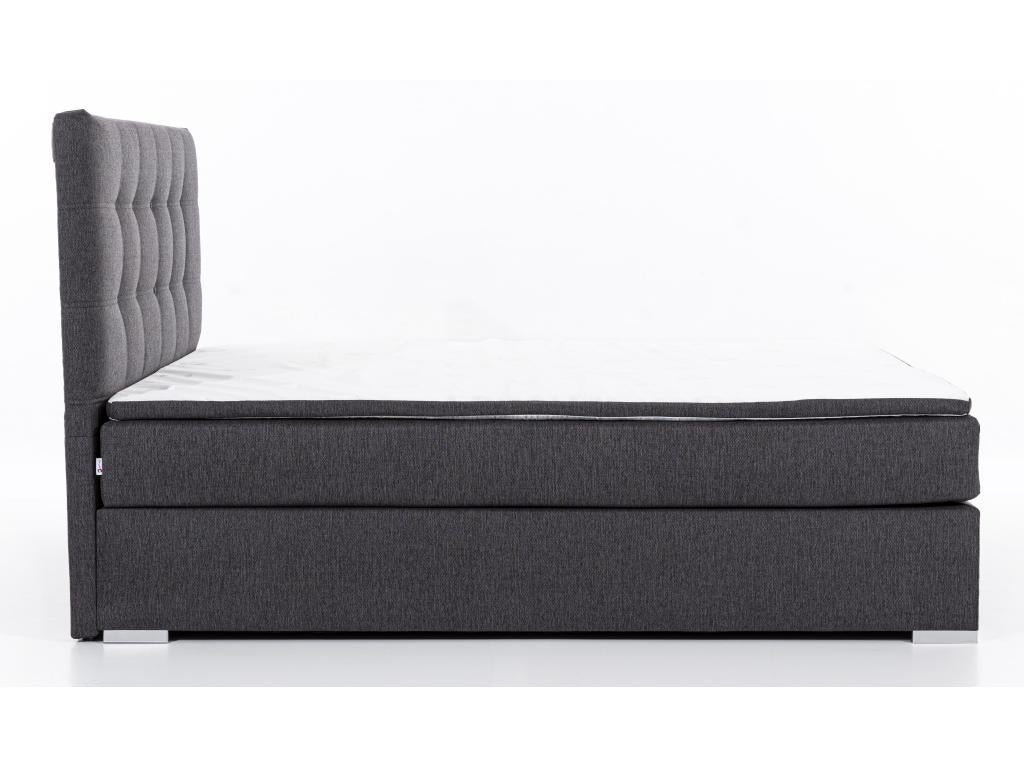 Kavin-140x200 White Faux Leather Box Spring Bed with Mattress and Topper EXMD80144