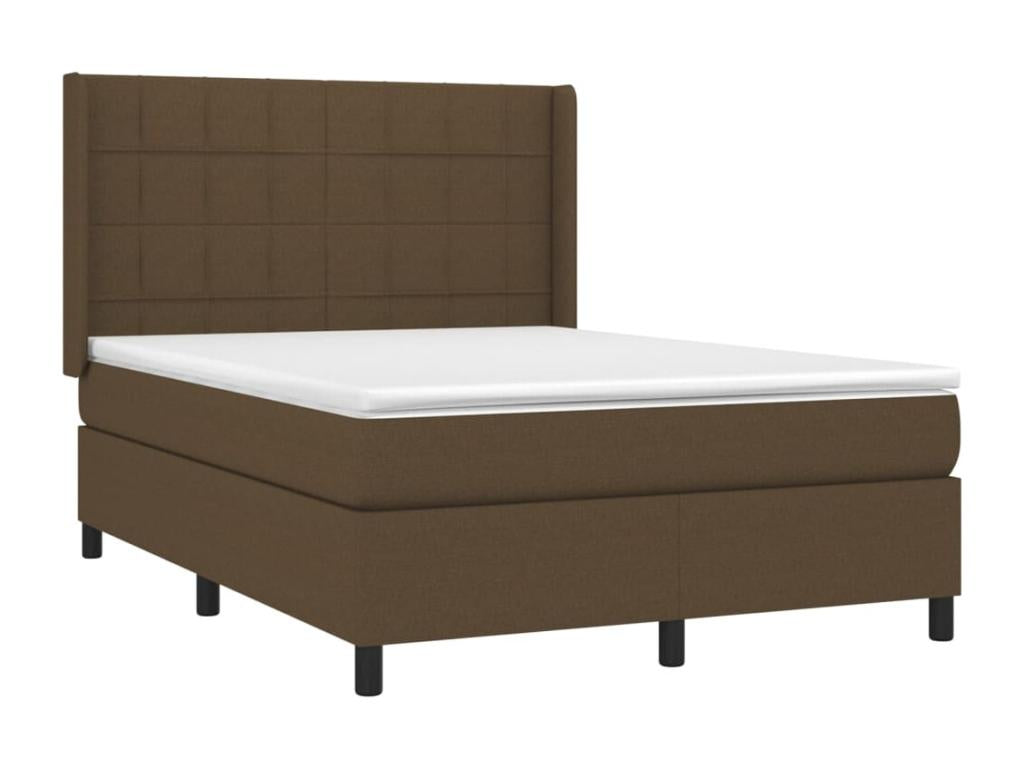 Upholstered bed base with mattress, dark brown, 140x190 cm, VKOW55199