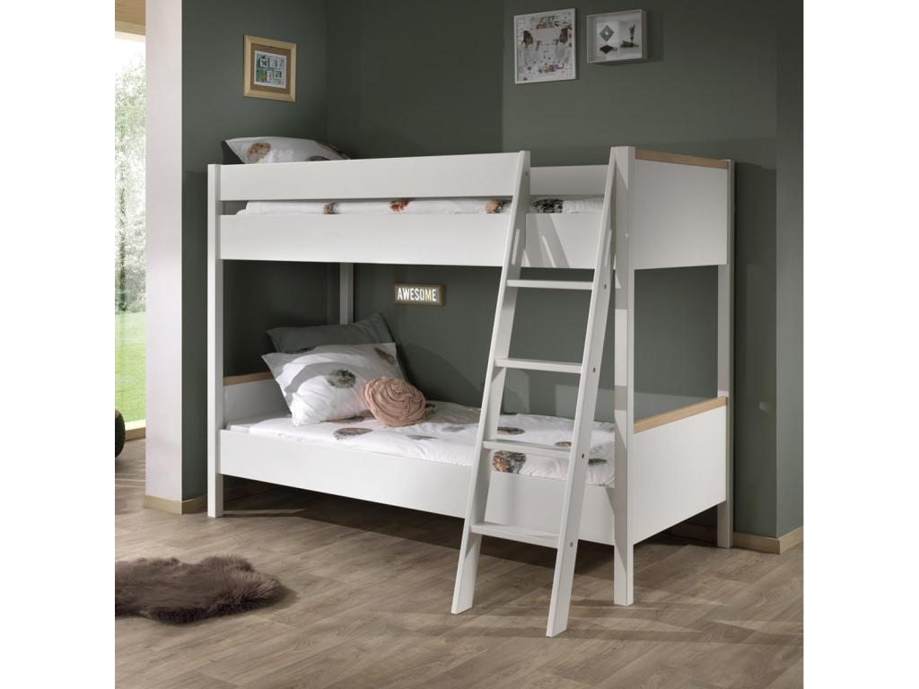 Ventoriq WHITE - Reversible Bunk Beds 90x200cm White and Wood EYTU03838