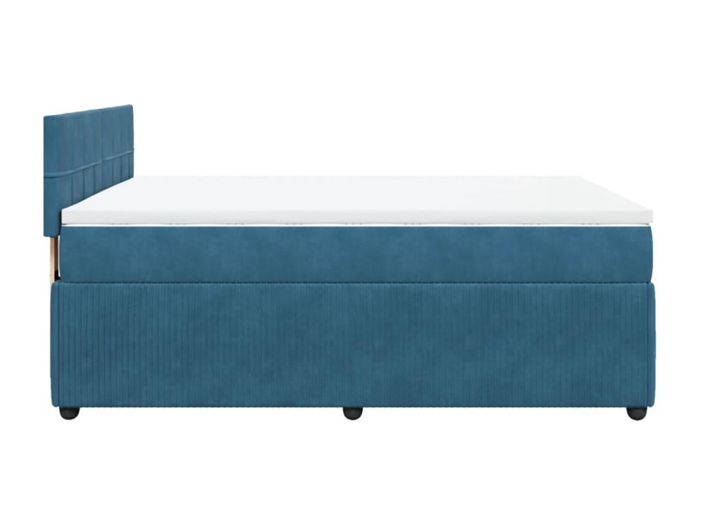 Ventoriq bed base and blue 160x200 cm velvet mattress QRHJ93852