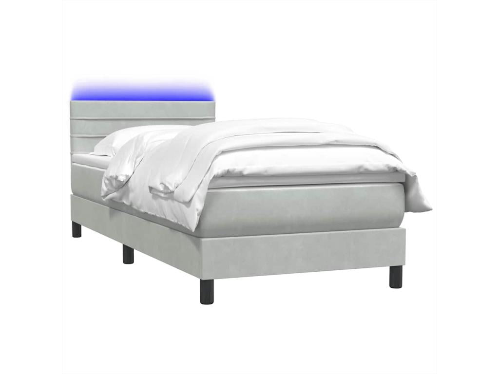 Ventoriq bed base and light grey 80x220 cm velvet mattress YIKU93841