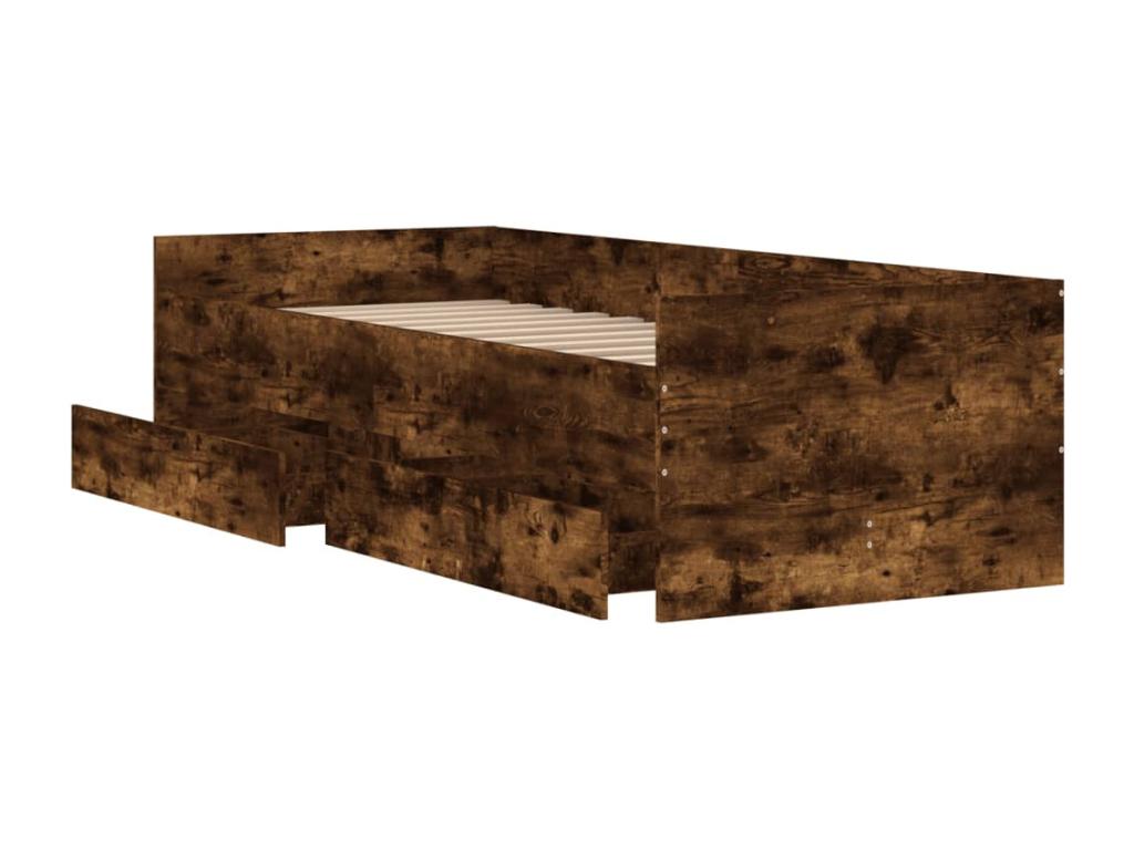 Bed frame with drawers, smoked oak, 90x200 OGDT07624