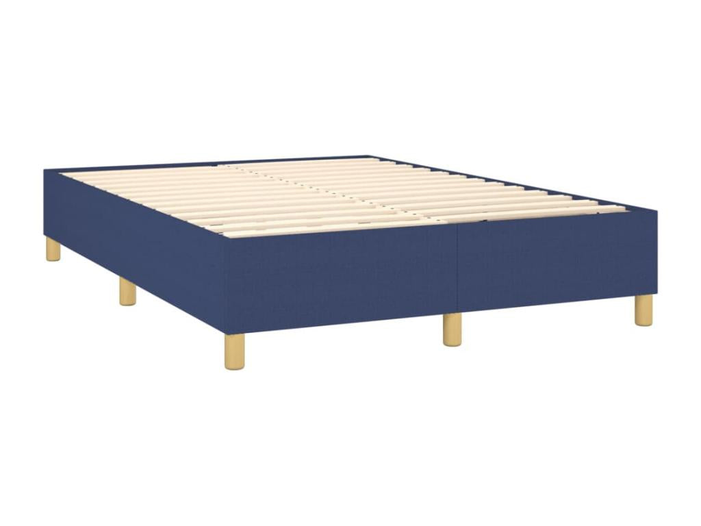 Upholstered bed base with mattress, blue, 140x190 cm, fabric YRIL32041