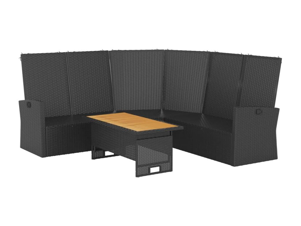 2-piece garden furniture set with cushions, black woven resin, JDJB40624