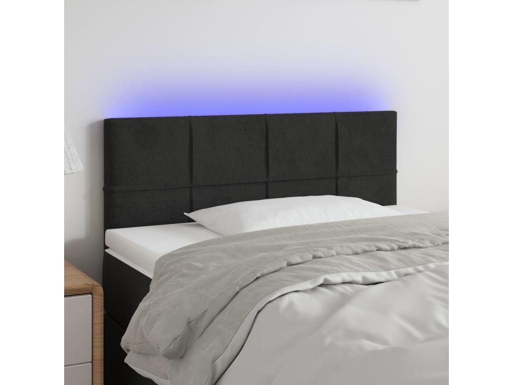 Black LED Headboard 100x5x78/88 cm Velvet CLPR88285
