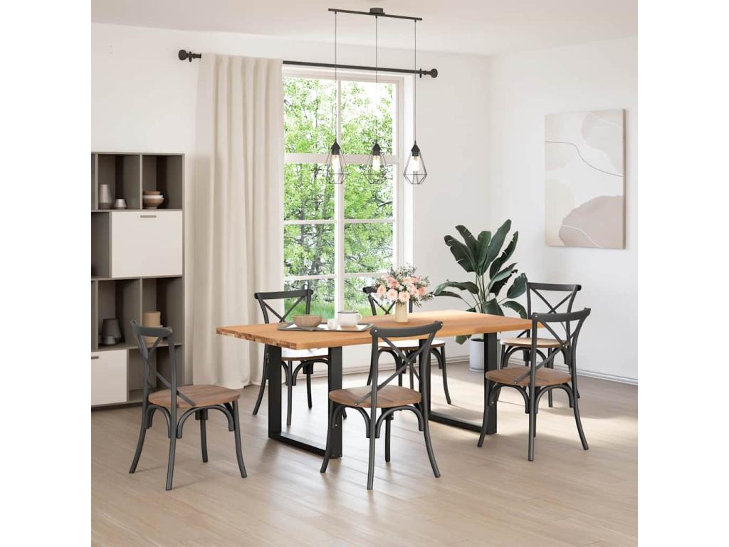 Light brown rectangular solid oak dining table GAZS79804