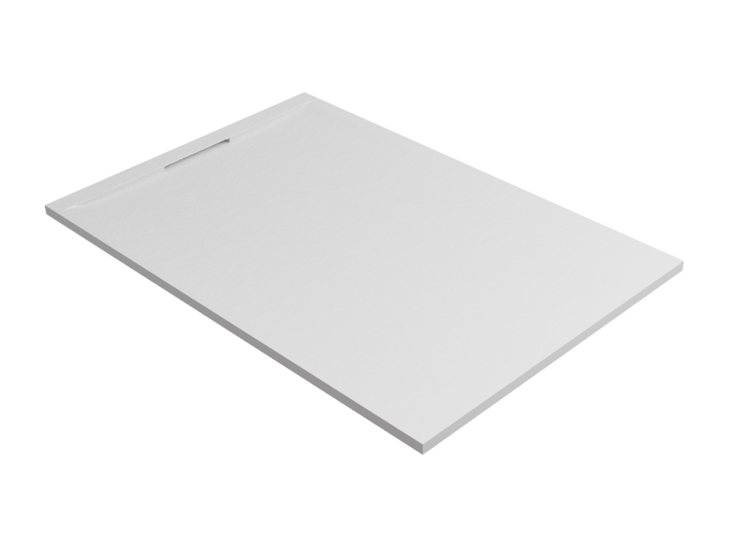 Ventoriq Extra-Flat Shower Tray - Slate Texture in White Composite - L180 x W80 x H3 cm - Ventoriq EKQK01864