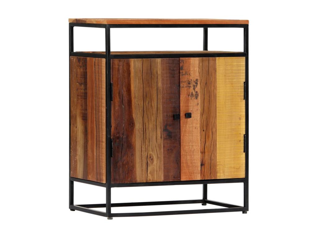 Side cabinet 60x35x76 cm Solid reclaimed wood and steel QAWB00508