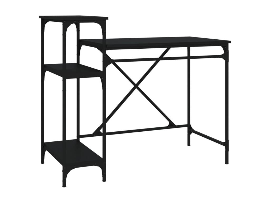 Desk with shelves, black, 105x50x90 cm, engineered wood and iron, VVTB66738