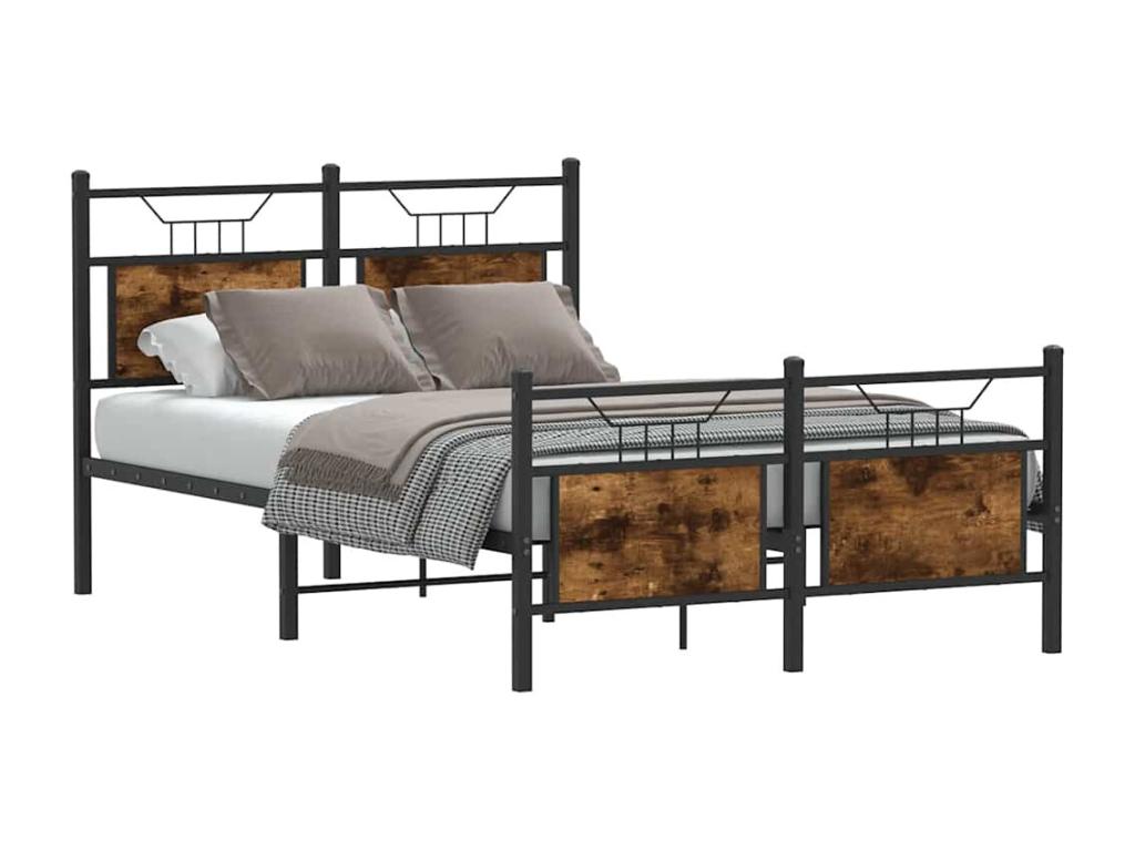 Bed frame without mattress, smoked oak, 120x190 cm, engineered wood, TYKI28852