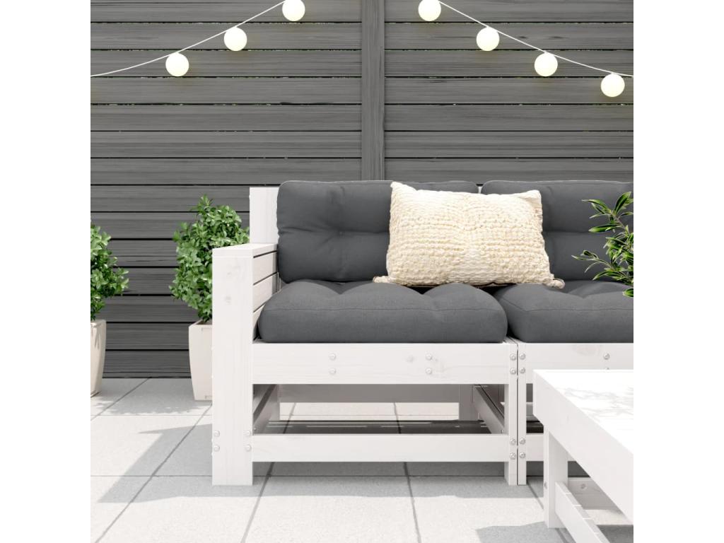 White garden sofa with armrest, 69x62x70.5 cm, solid pine wood, DKMN93727