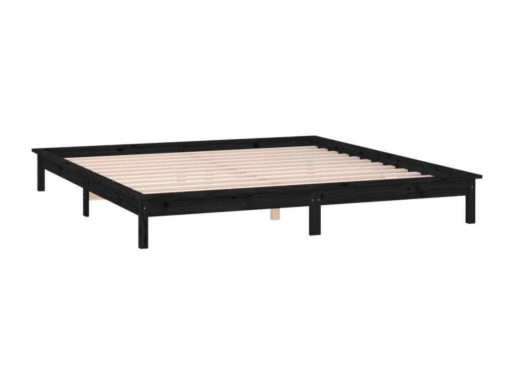 Black LED bed frame 120x200 cm solid wood KLSR75127