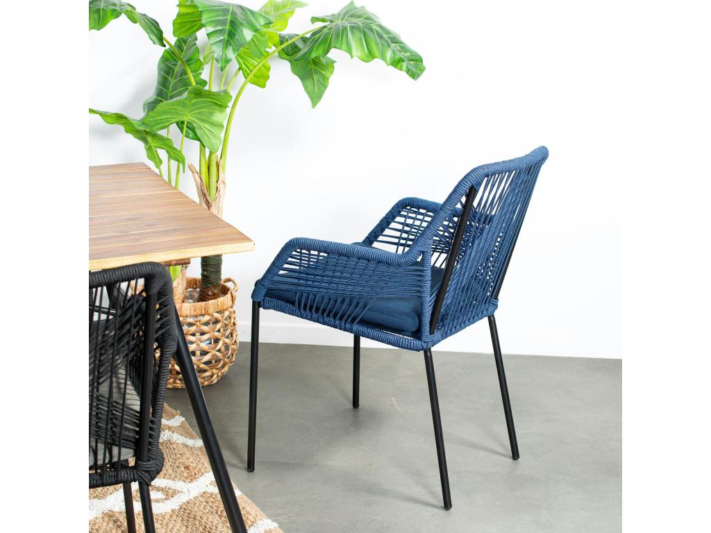 Ventoriq MMZN00660 Navy Blue Braided Rope Garden Chair