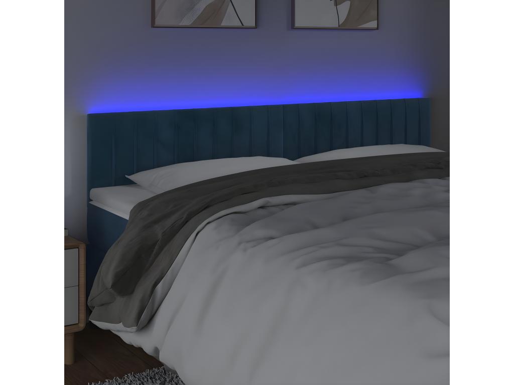 Dark Blue LED Headboard 200x5x78/88 cm Velvet ENJF75830