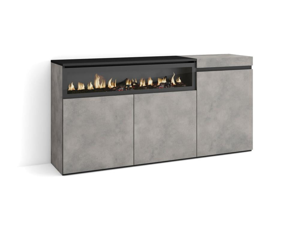 Sideboard for living room and kitchen 150x75x35cm 3 Doors Electric Fireplace ITTD05882