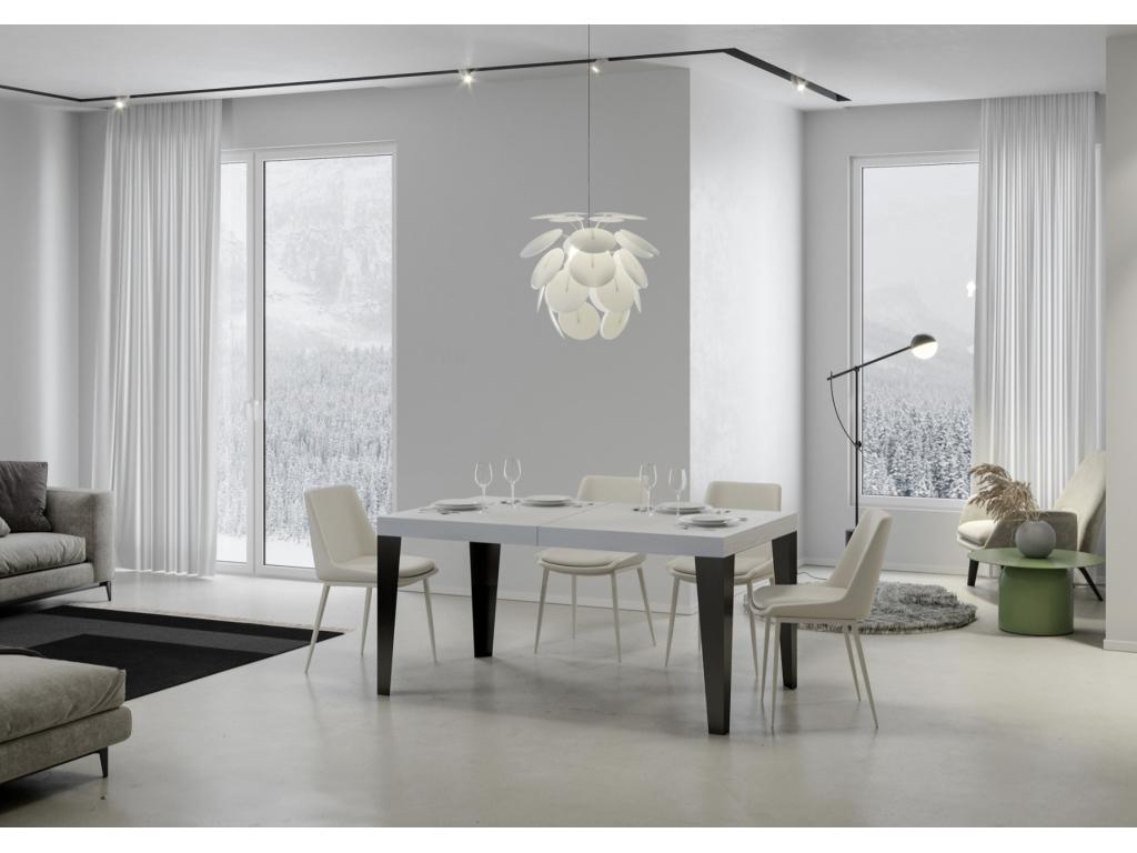 Ventoriq Extendable Dining Table - White - Ventoriq Base and Support - 2 Slim Extension Leaves - Extendable Width 130 to 234cm PZCL41432