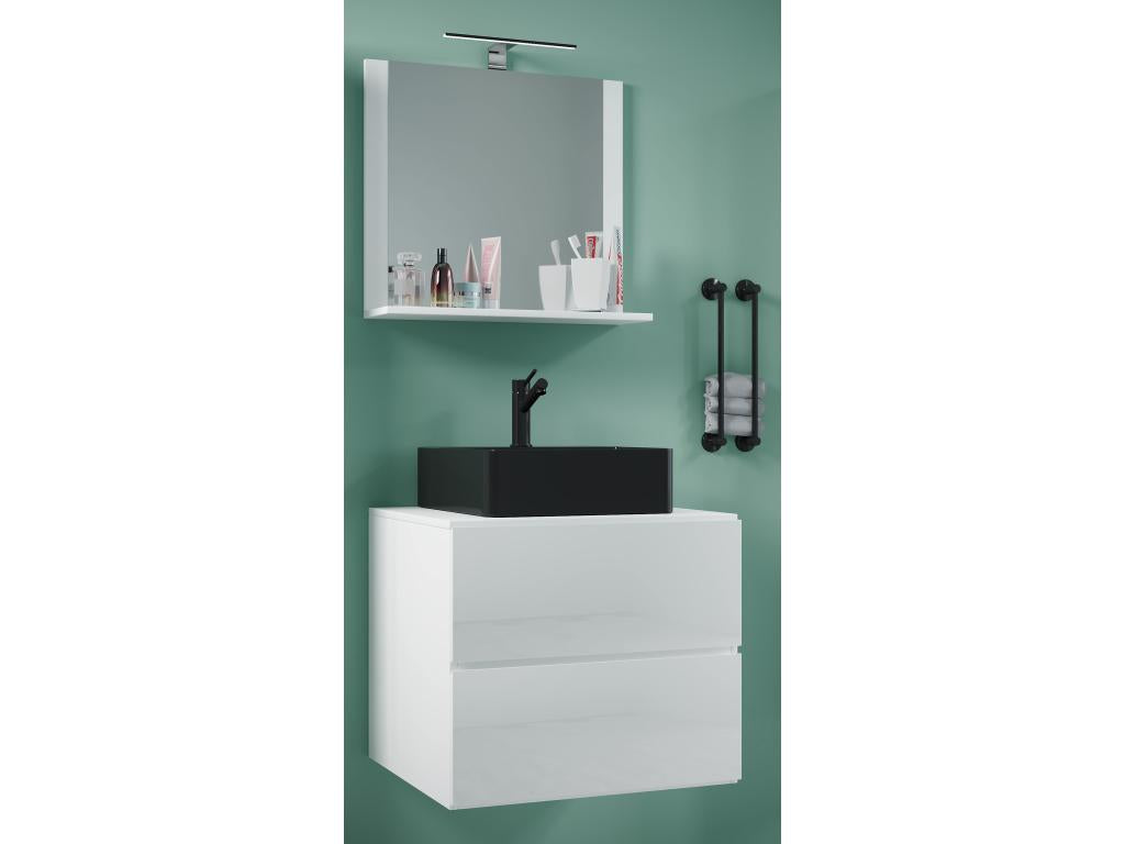 Ventoriq 3-piece bathroom vanity set, Lendas BL sink, 60cm wide, M drawer, white, NBAF75461