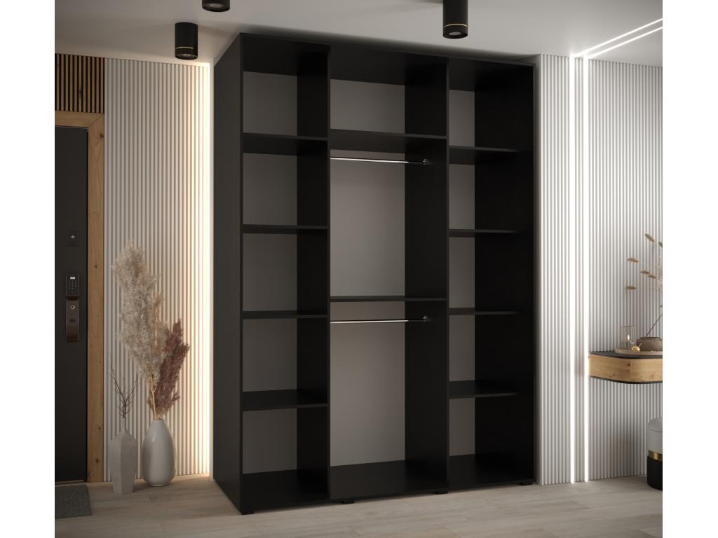 Ventoriq 5 Sliding Door Wardrobe 235.2/160/60 3 Doors Black/Black/Gold KZSU90614