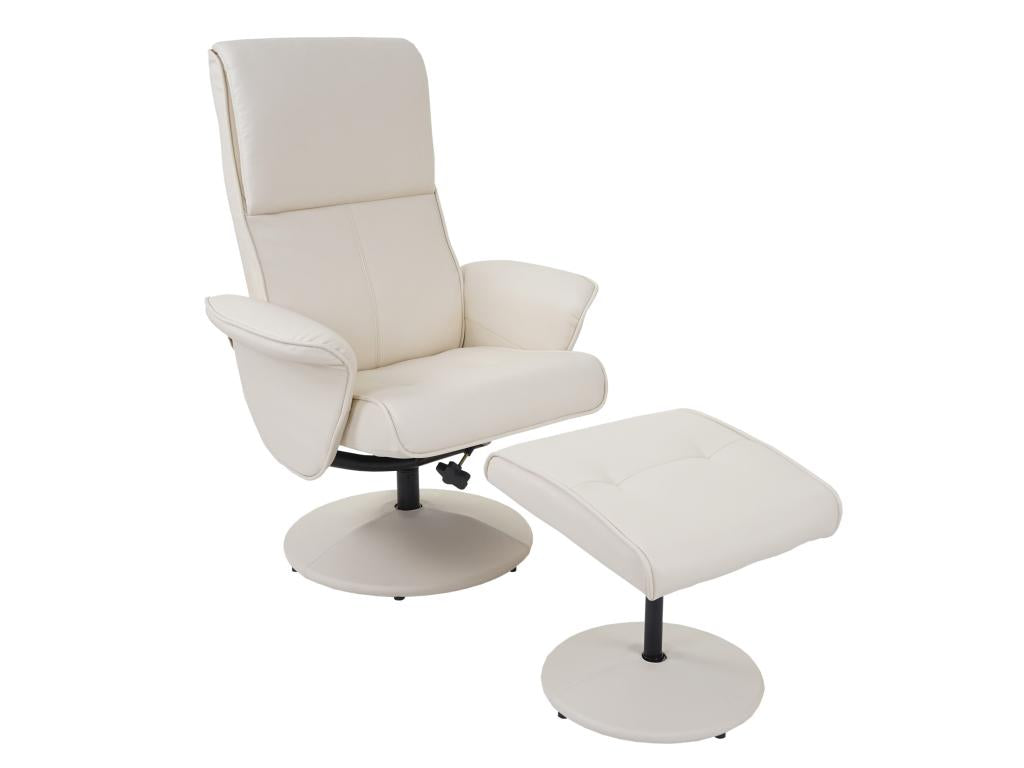 Ventoriq armchair, Ventoriq TV chair with footstool - cream faux leather JAHC79885