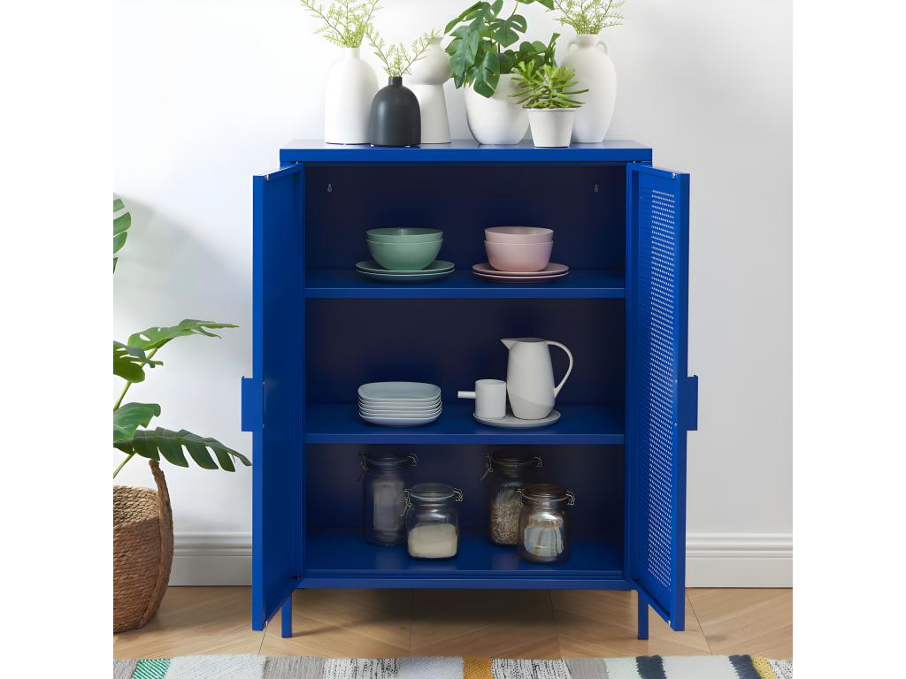 Ventoriq - Ventoriq 2-Door Metal Highboard H100cm - Electric Blue WHGI01955