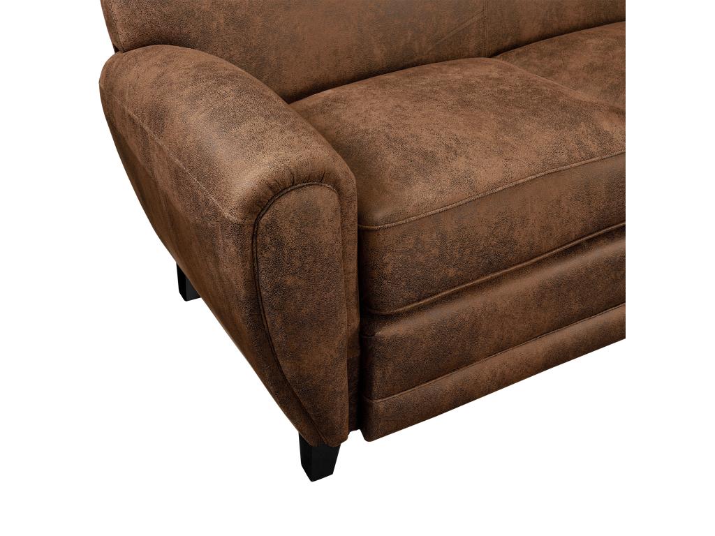 3-seater sofa in distressed brown microfiber - Ventoriq VLUM10601