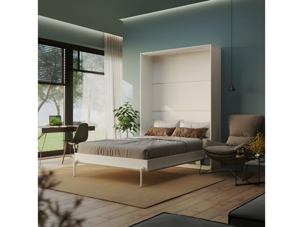 Wall Bed 140x200cm White/Wild Oak Vertical Folding Bed Wall Bed CxVentoriq XGMX20026