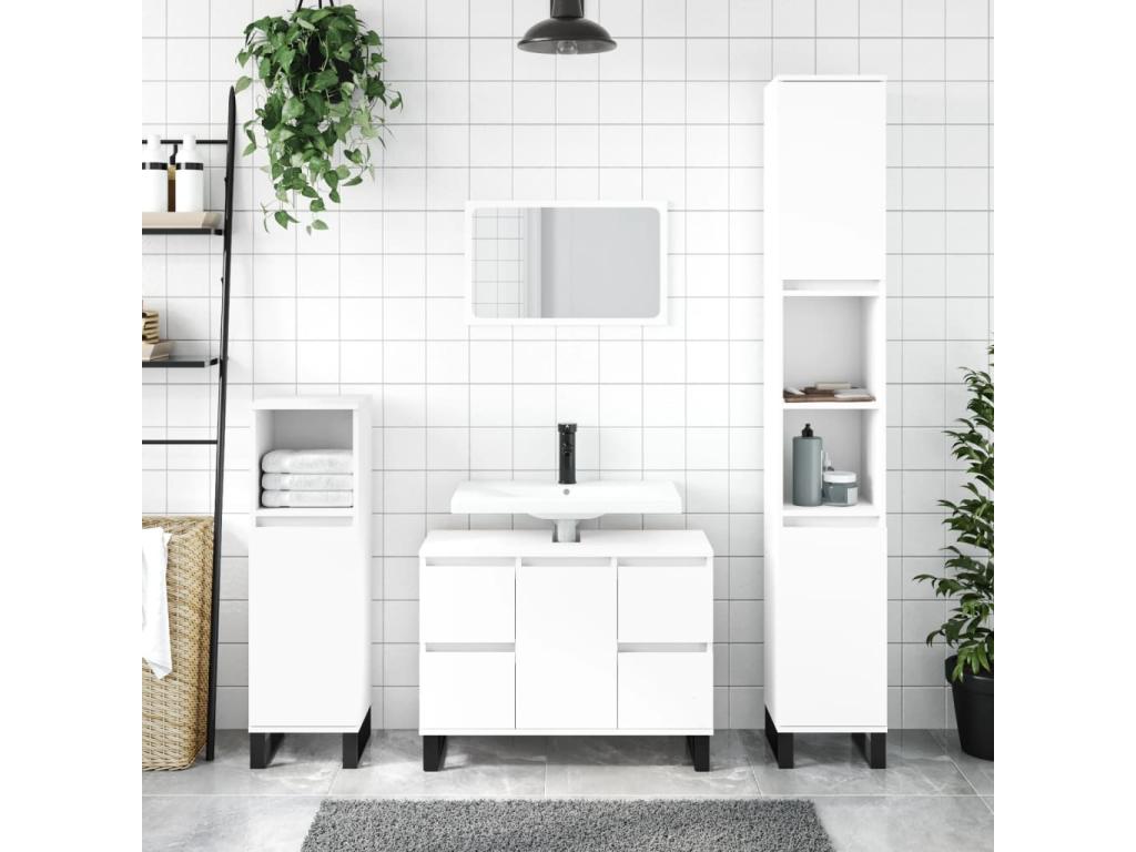 White bathroom cabinet 80x33x60 cm engineered wood JDYK82787