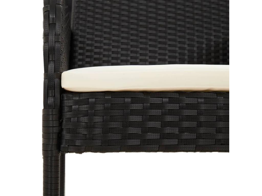 5-Piece Garden Dining Set and Cushions, Black Wicker Resin MZJU08122