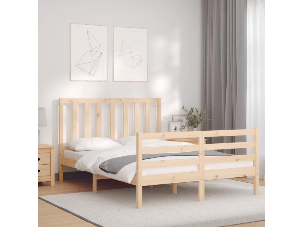 Bed frame with headboard 120x200 solid wood GQEH26746