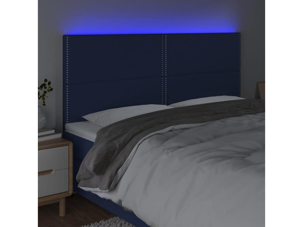 Blue LED Headboard 200x5x118/128 cm Fabric TDIX36016