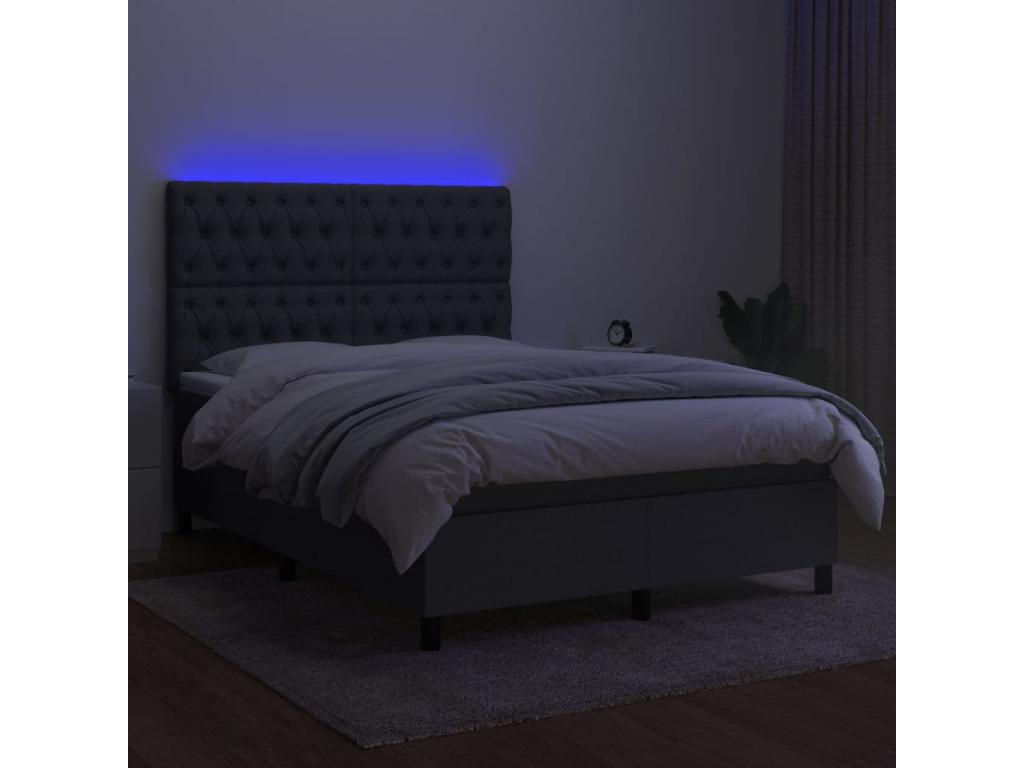Ventoriq bed base and mattress with LED lighting, Dark Grey, 140x190 VBPI48788