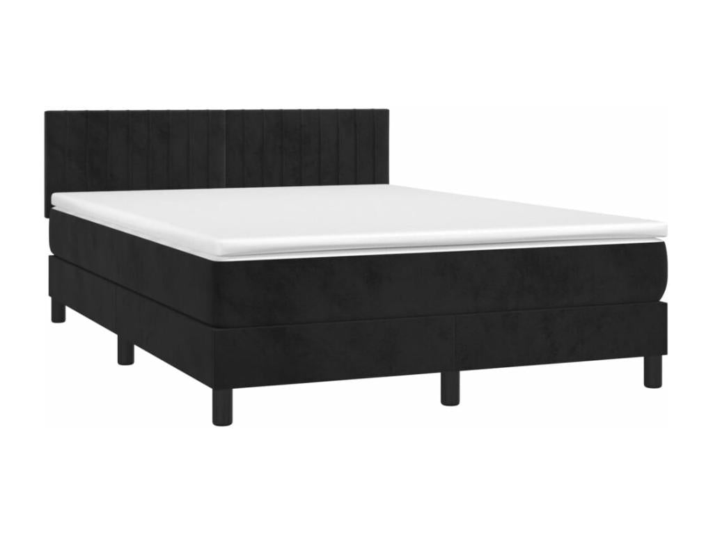 Ventoriq bed base with mattress and LED lighting, black, 140x190 cm, VKGS77684