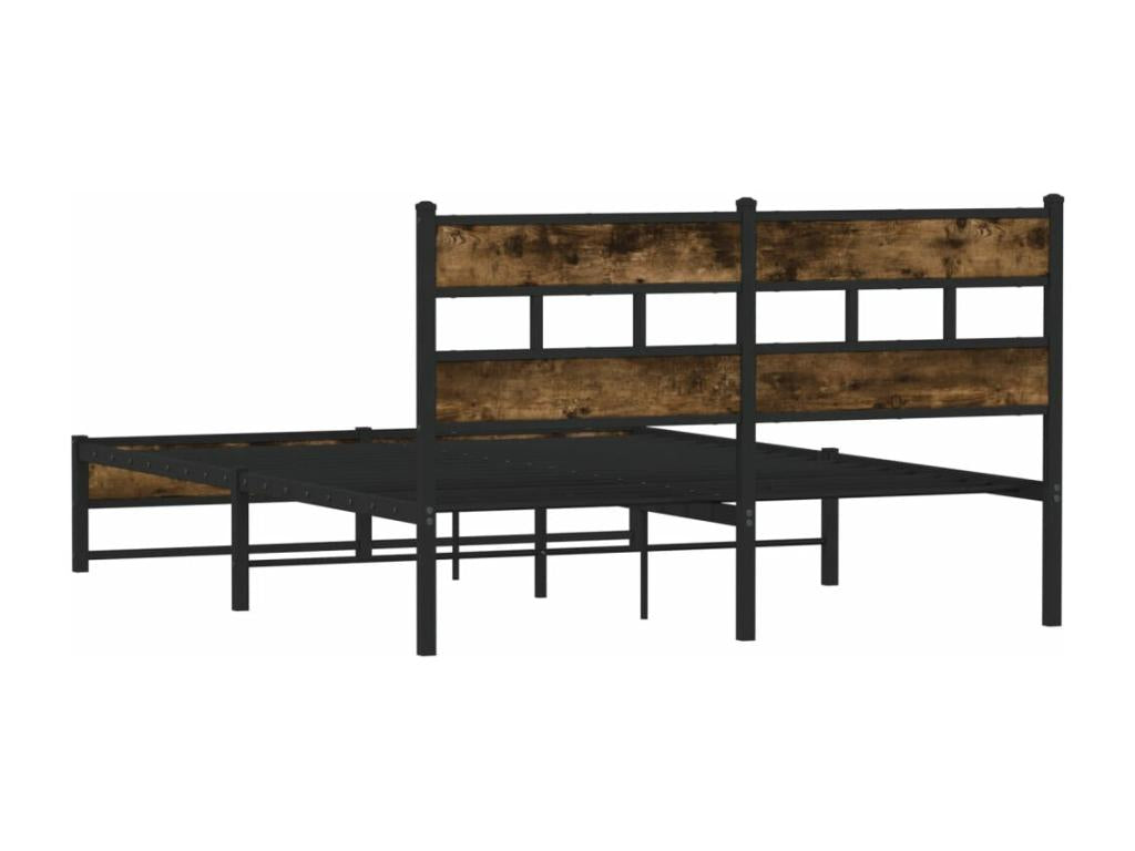 Metal bed frame without mattress, smoked oak, 160x200 cm DOZN95442