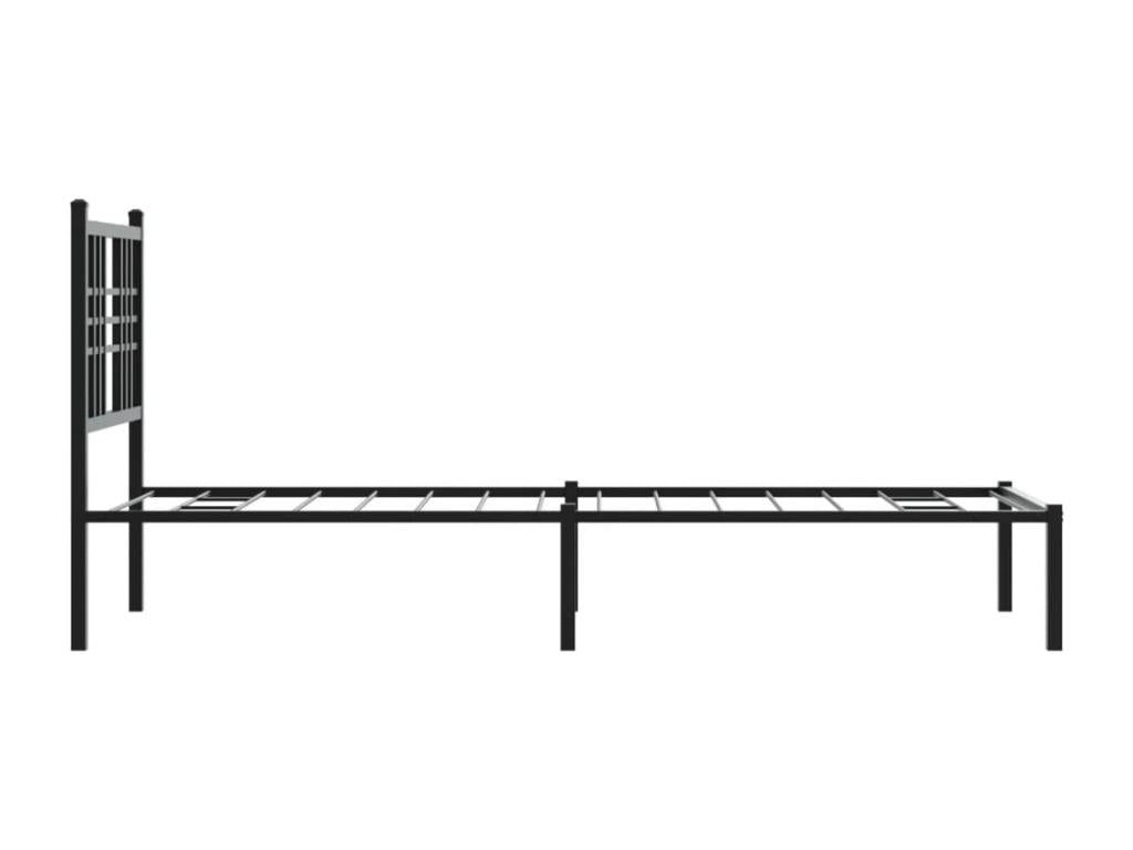 Metal bed frame without mattress, with black headboard, 75x190 cm, CPCO88607