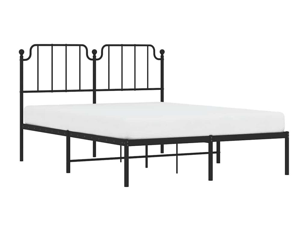 Metal bed frame without mattress, with black headboard, 135x190cm RBYB99707