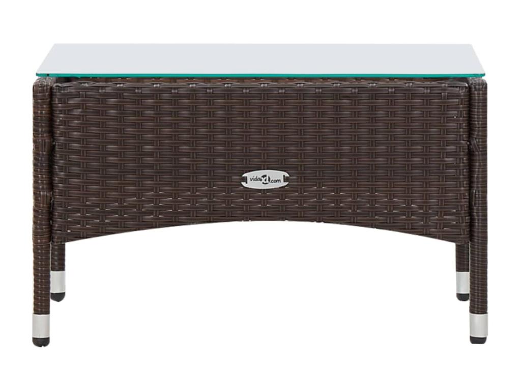 4-piece garden furniture set with cushions, brown woven resin DWXP57489