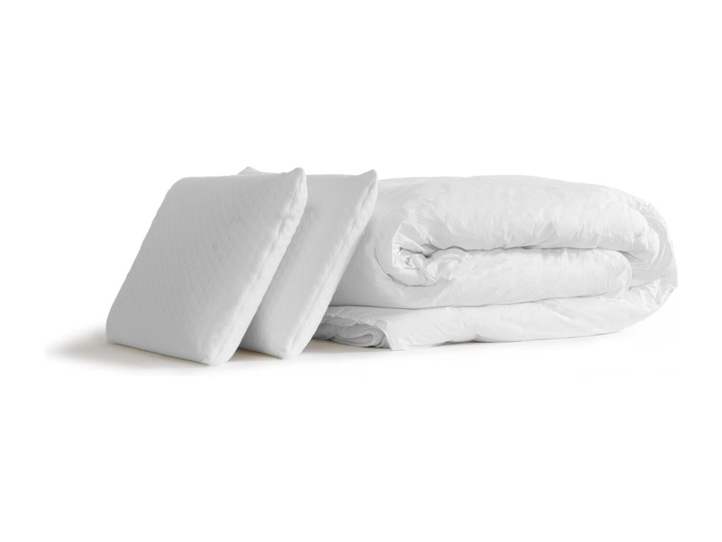 Bed base and mattress pack SOFT 140x190, 2 memory foam pillows, Percale duvet LUZR76155