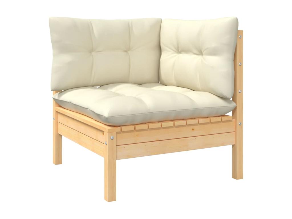 7-piece garden furniture set with cream cushions, solid pine wood, RUYO52327