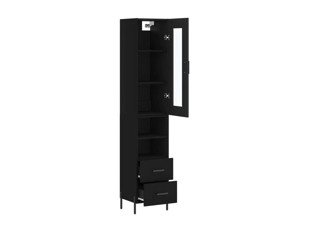 Highboard, Black, 34.5x34x180 cm, Engineered Wood, YVCX60530