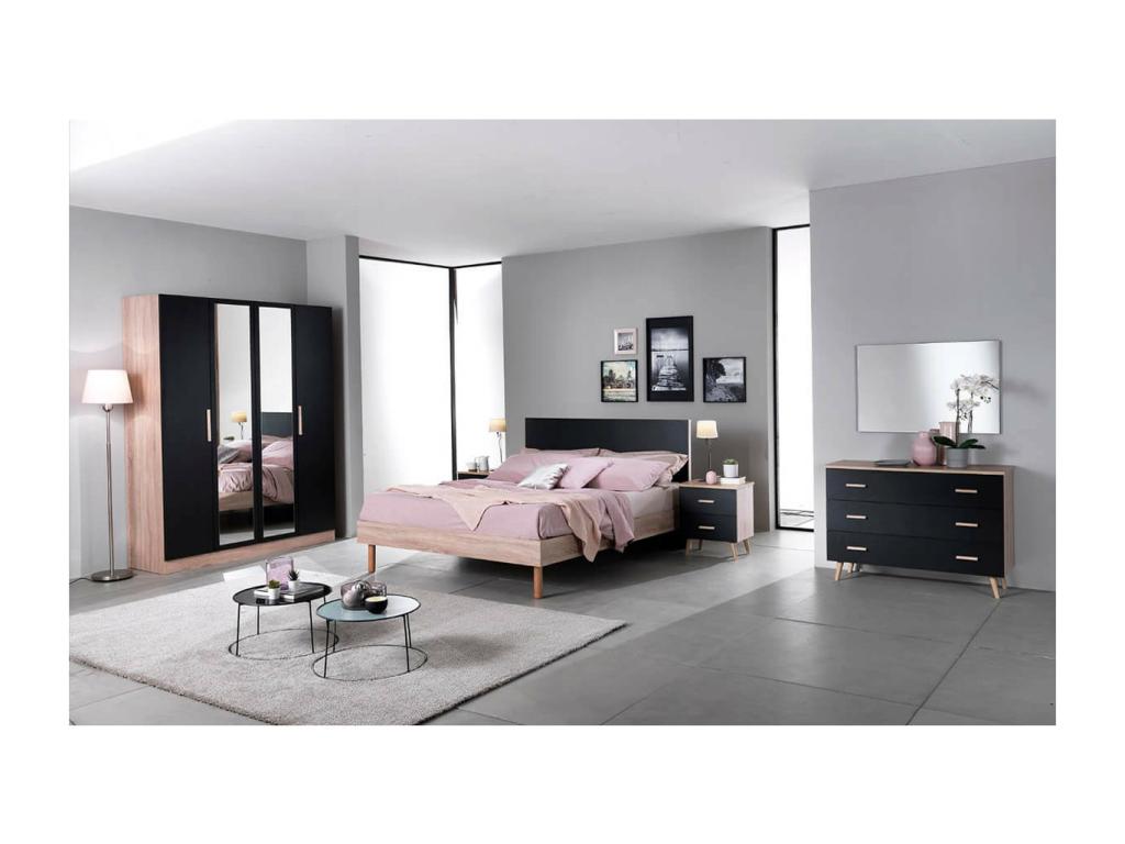 Ventoriq - 160x200cm Bed with Black Headboard ZHCP03028