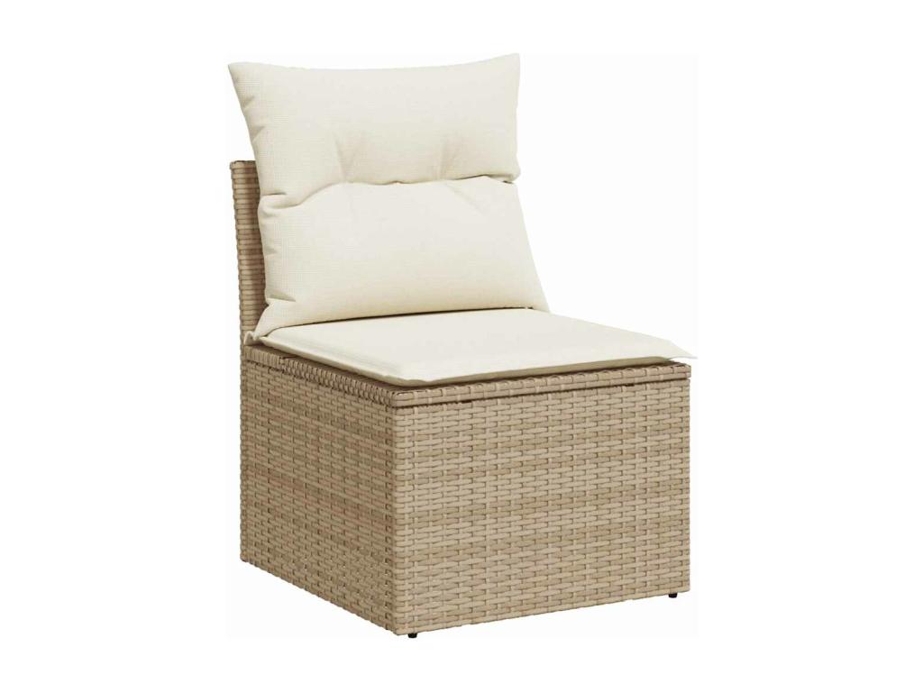 8-piece garden furniture set with cushions, beige woven resin GFFN77843