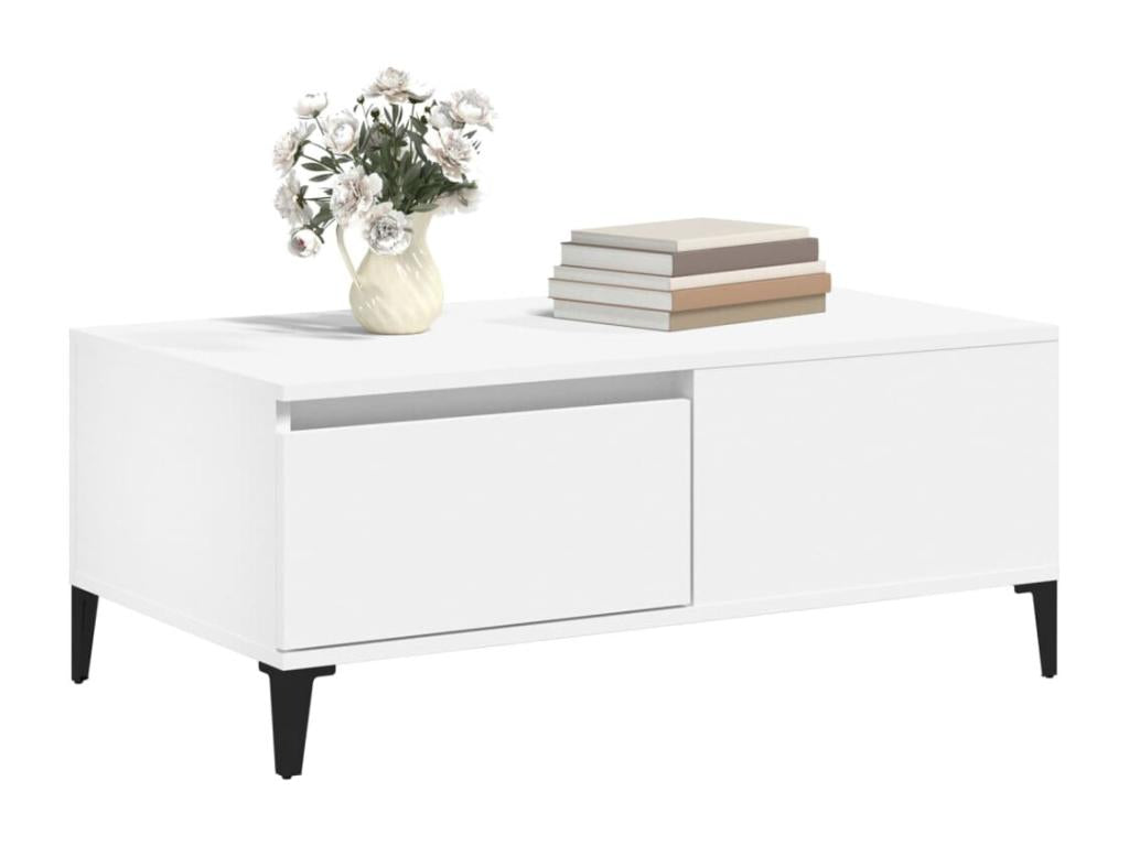 Coffee table, white, 90x50x36.5 cm, engineered wood, QXWB76781