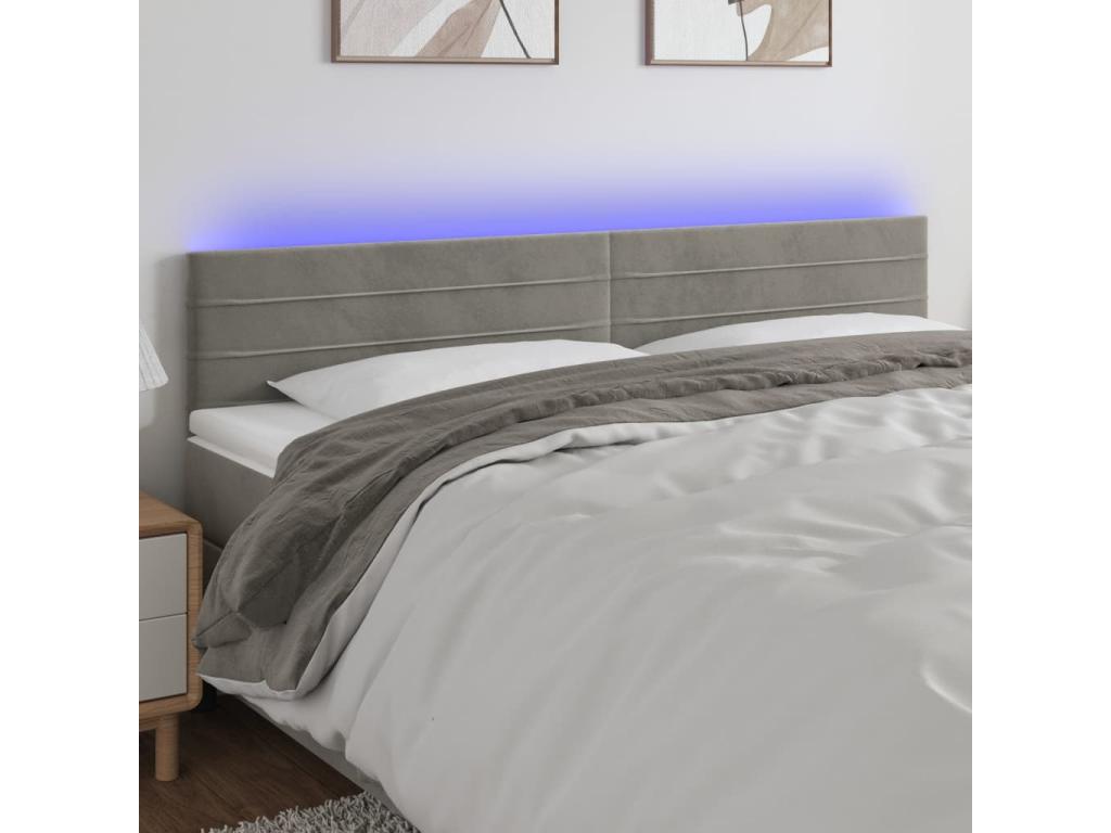 Light Grey LED Headboard 160x5x78/88 cm Velvet AAIN58289